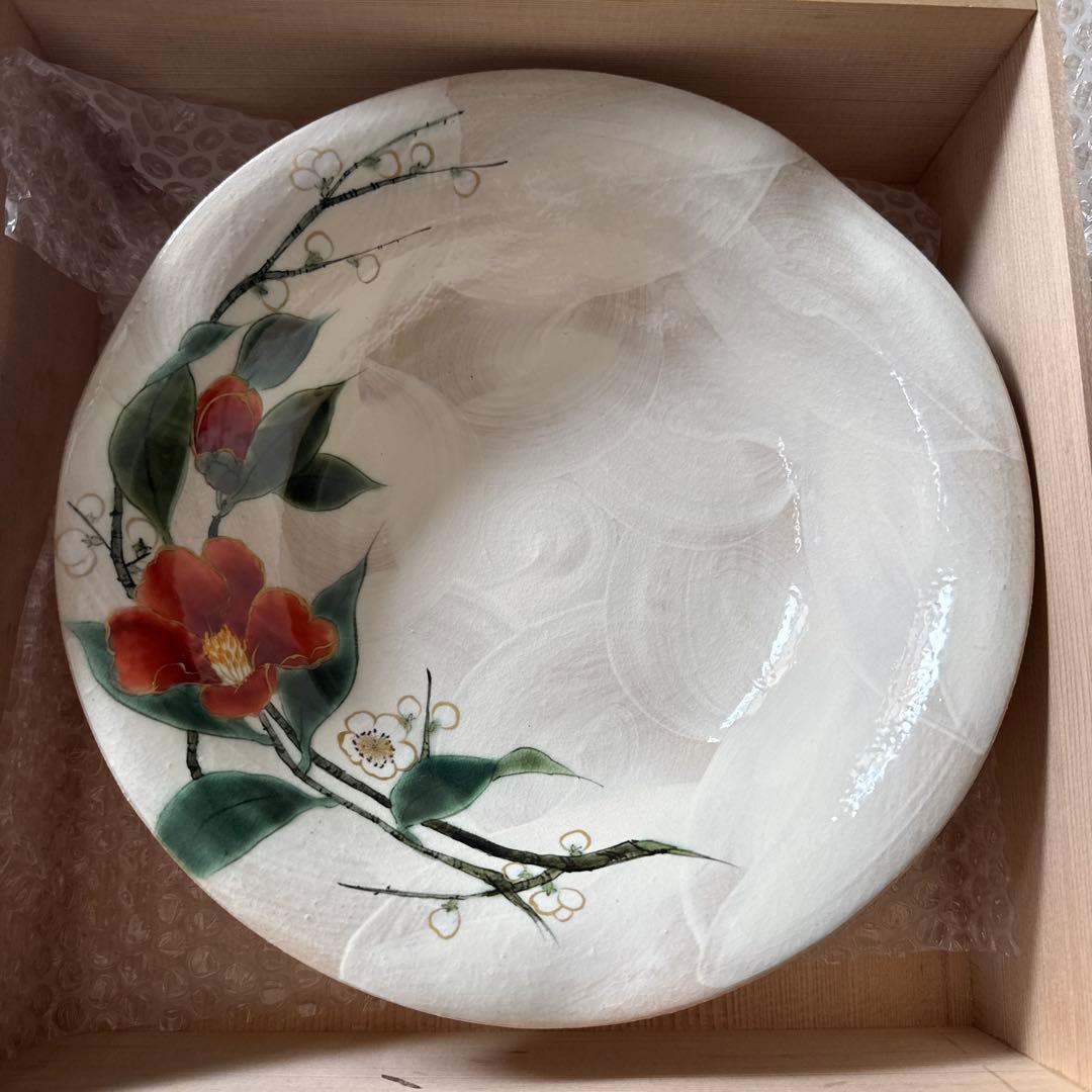 京焼　陶あん窯　土渕善丕氐造　絵皿　大皿　木箱いり