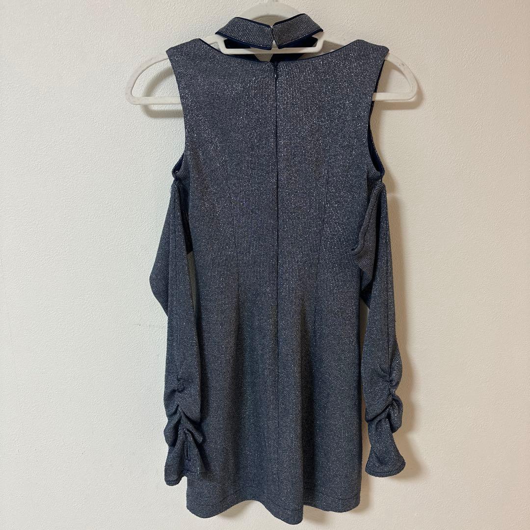 【週末セール】an キャバ ドレス ネイビー 長袖 チョーカー