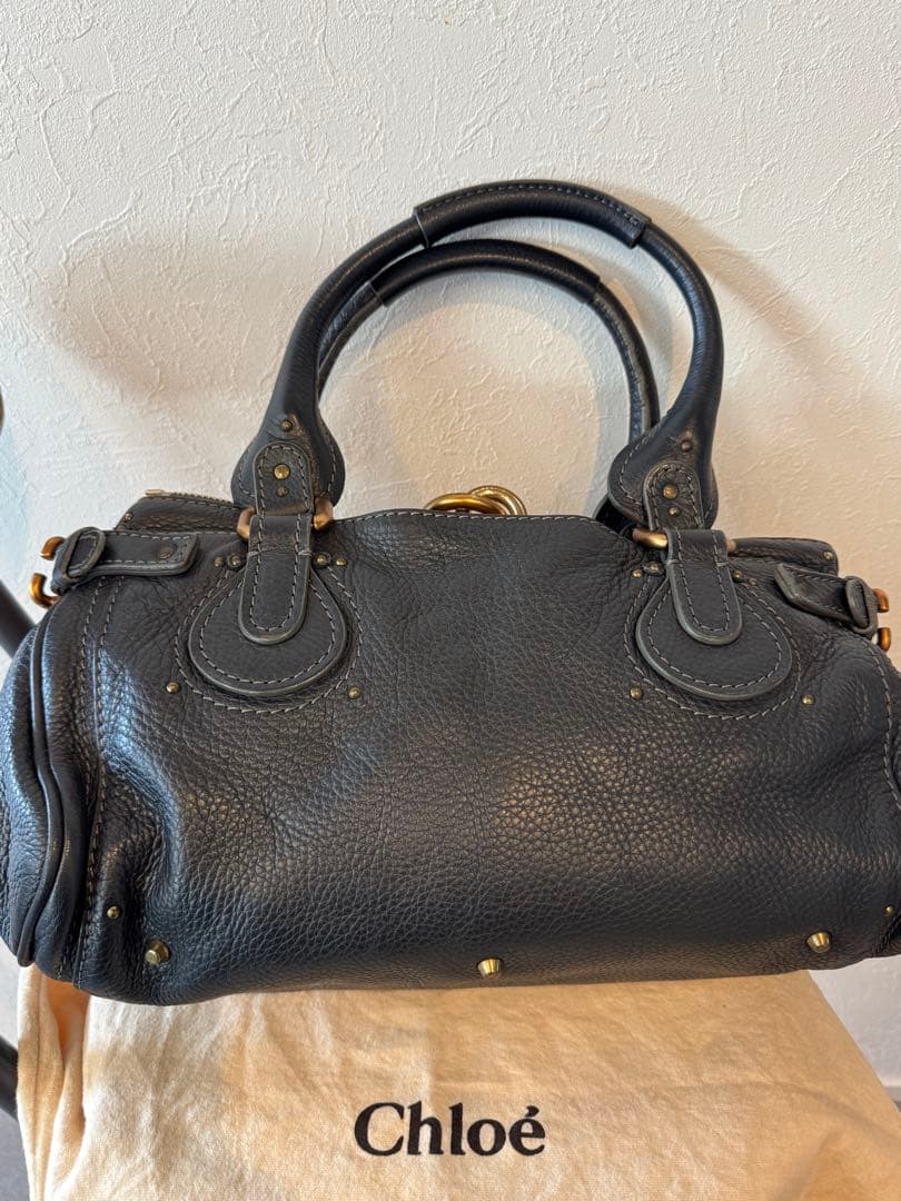 クロエ パディントン ハンドバッグ レザー　ダークグレー