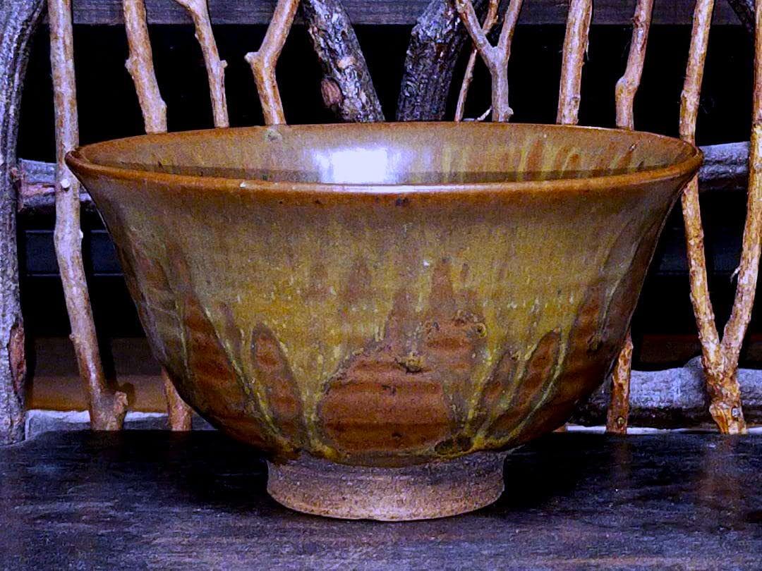 ♥極上　柿の蔕　茶碗　桐箱付き　骨董品　古玩 ♥極上 柿の蔕 茶碗 桐箱付き 骨董品 古玩 ♥極上 柿の蔕 茶碗 桐箱