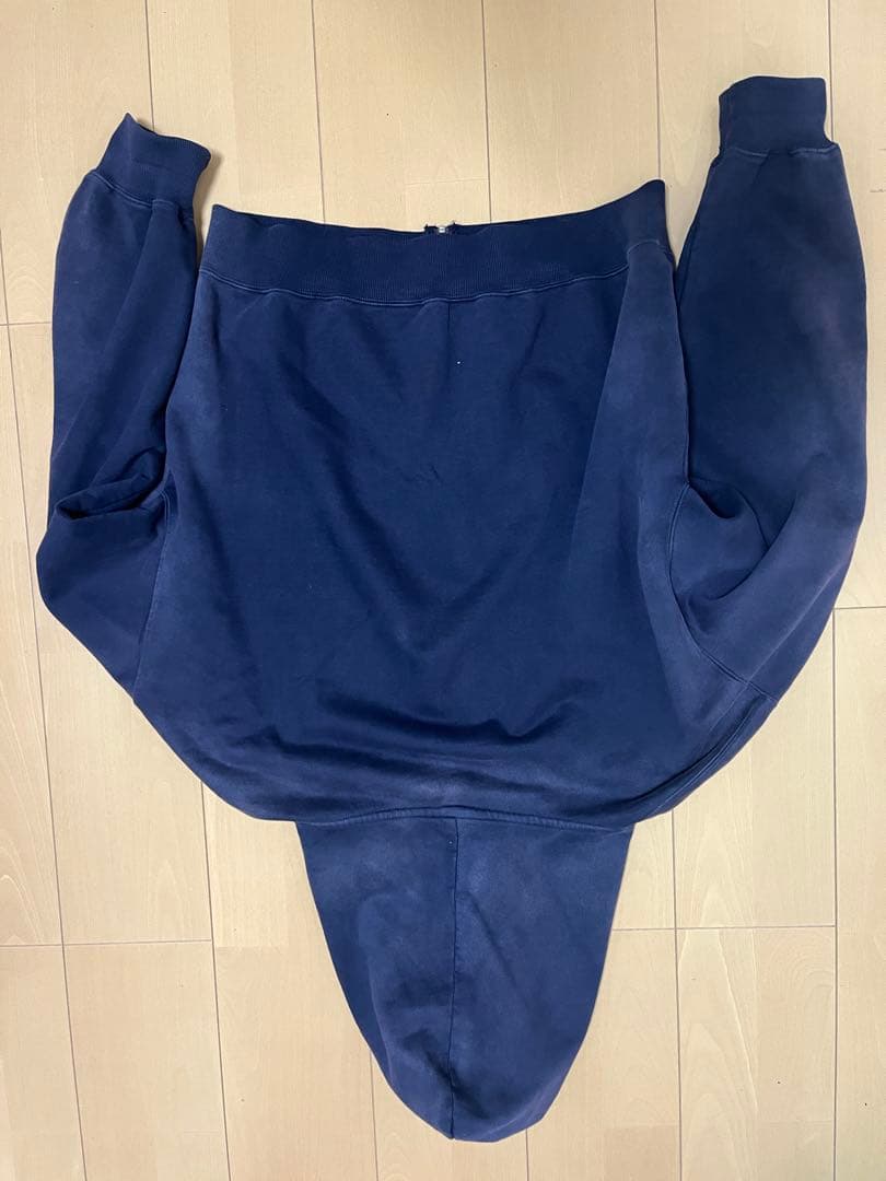 Belvetベルベットネイビー ジップアップフード付きパーカー