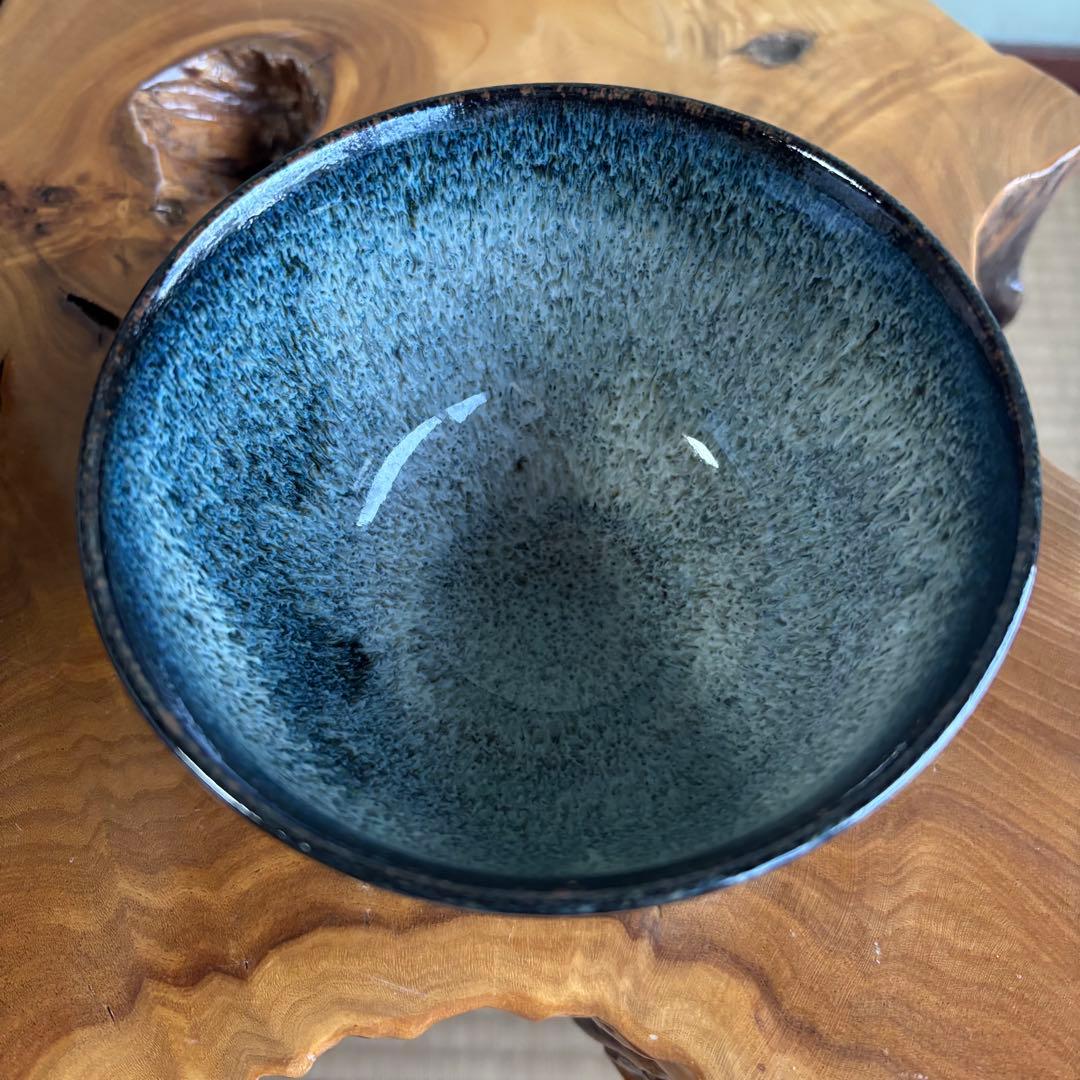 秋田 白岩焼 久右衛門窯 雲雀亮一 抹茶碗 茶道具 共箱(90)