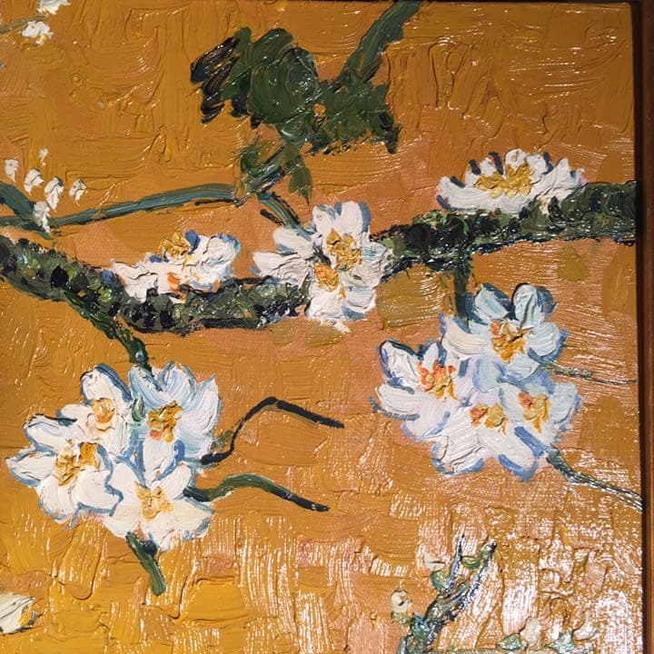 ☆特大秀作☆手書き油絵 ゴッホ 花咲くアーモンドの枝 額付き 絵画 油彩