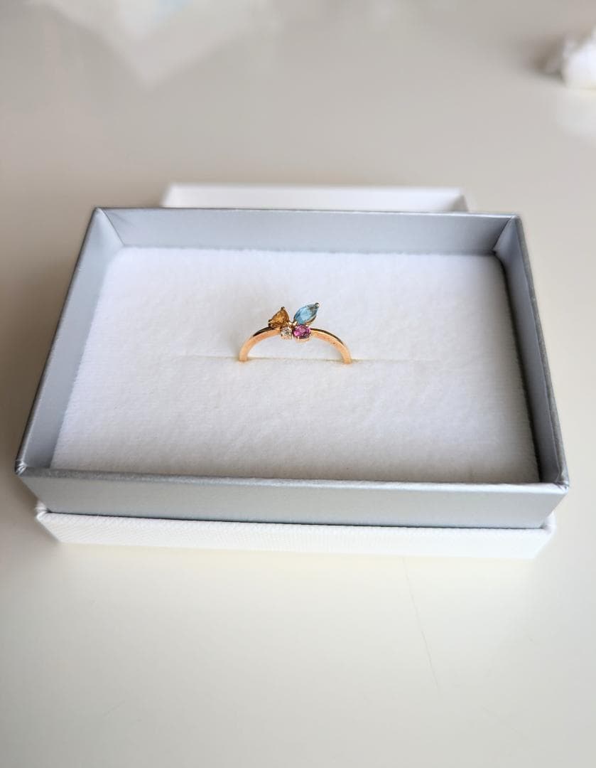 マルチカラーリング　K18　12号　ダイア　天然石　YG