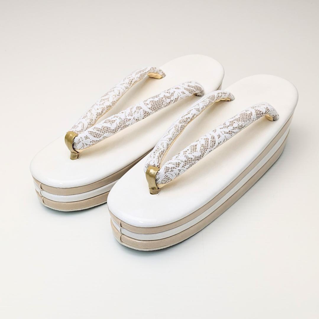和装 草履 バッグ セット レース×ラメ 白 ベージュ フリーサイズ u73-1