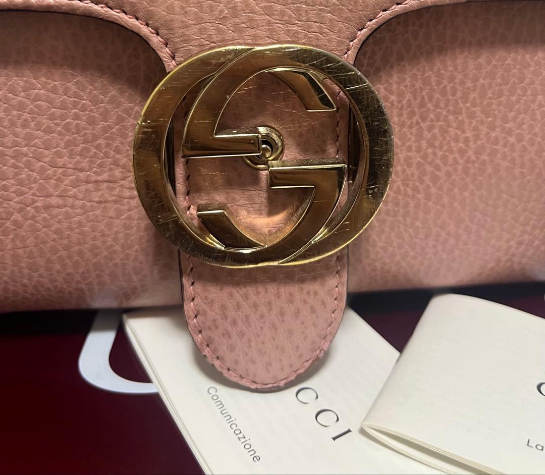 GUCCI ピンク レザー ハンドバッグ