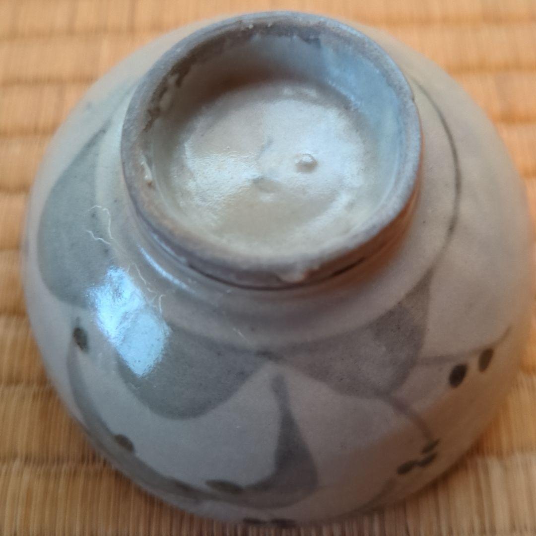 灰色の花模様 陶器ボウル おわん 直径約10cm初期伊万里 骨董 古美術