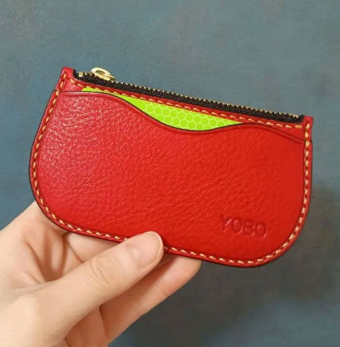 イタリアンレザー小銭入れケース 小物入れ ヌメ革本革 ハンドメイド手縫い