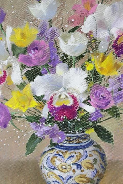 徳田宏行【花瓶の花】 パステル 10号