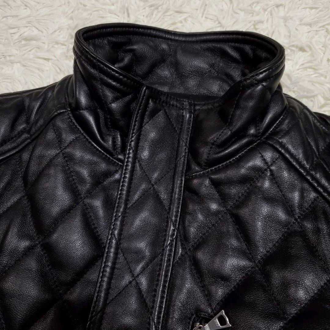 極美品 M ブラックバイバンキッシュ キルティングレザージャケット 黒