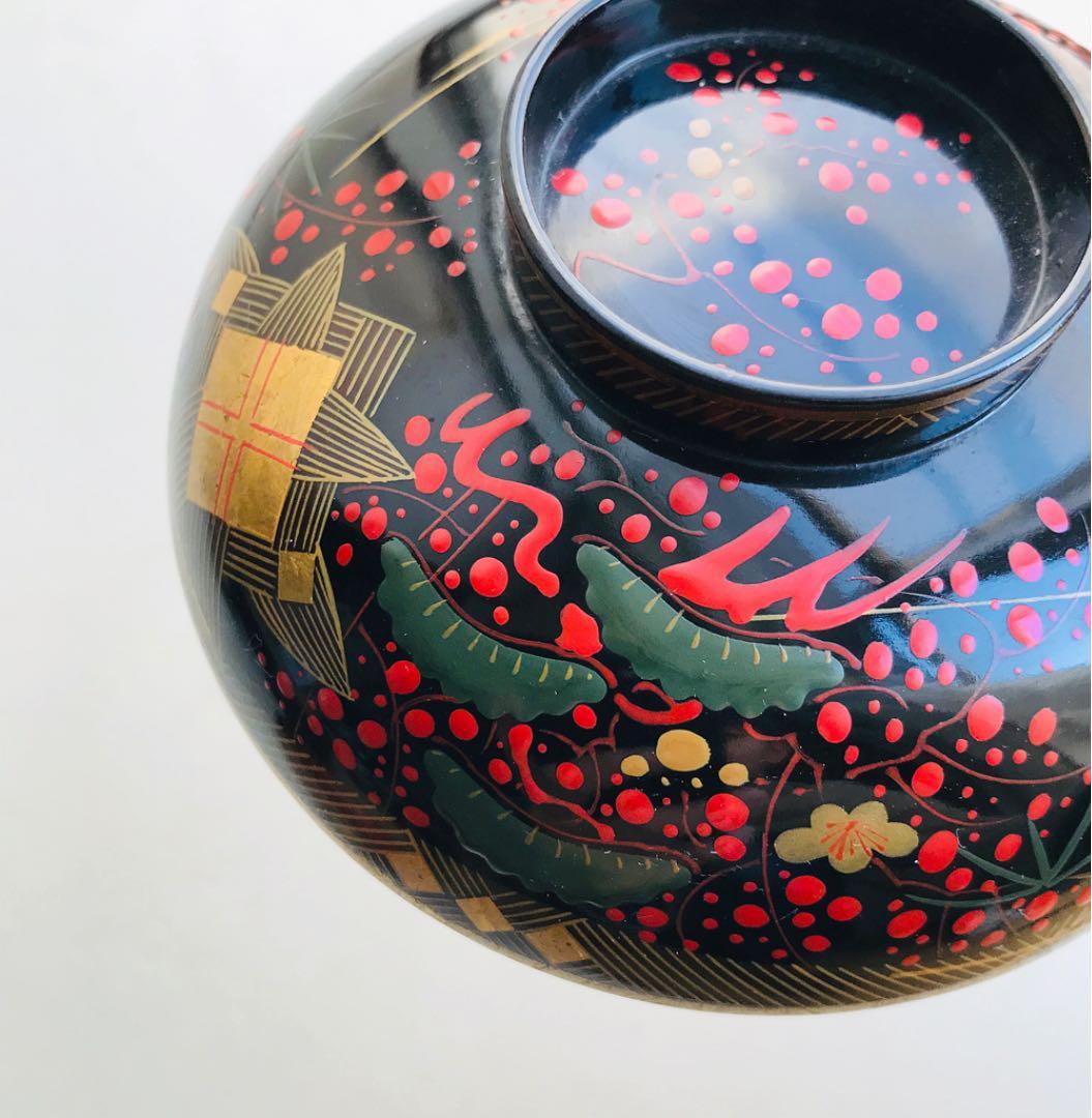 東北古漆器 福島 希少 秀衡塗 金箔/色漆 会津絵 会津箔碗×