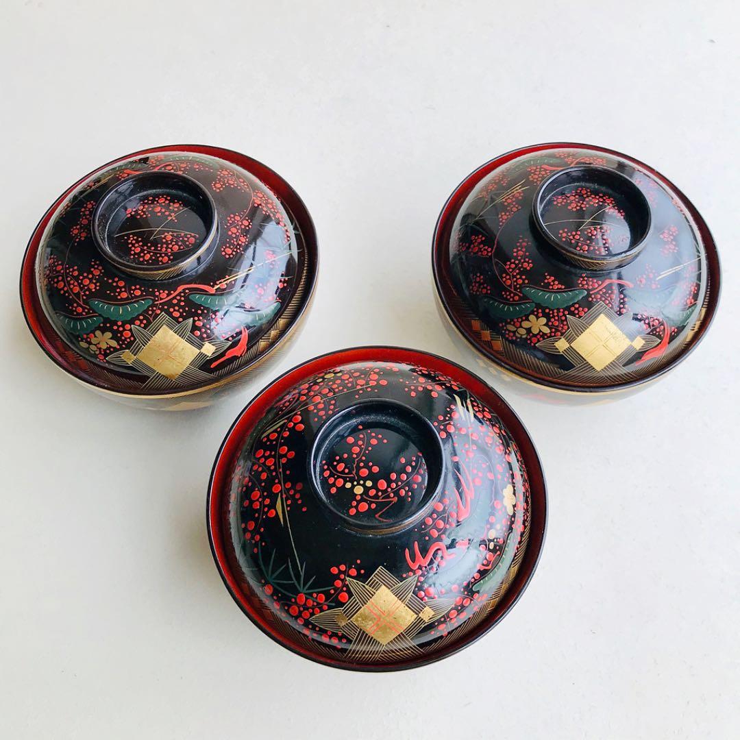 東北古漆器 福島 希少 秀衡塗 金箔/色漆 会津絵 会津箔碗×