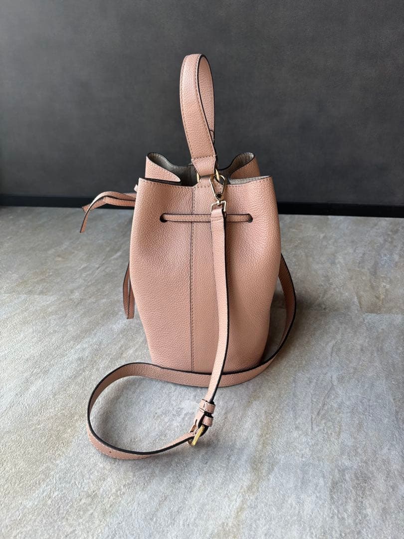 【美品】FURLA フルラ ピンクベージュ バケットバッグ　コスタンザ