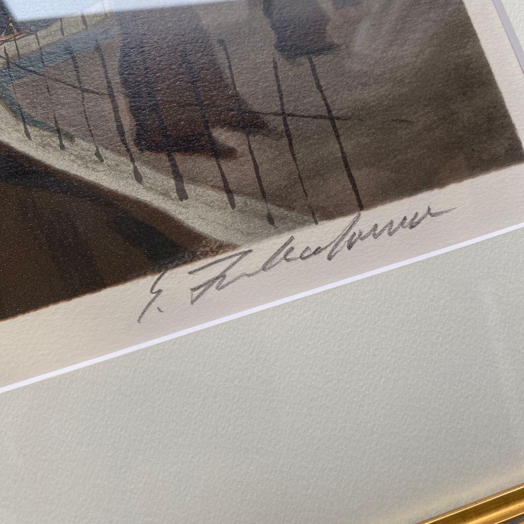 深沢昭明 風景画 176/300 絵画 アムステルダム マヘレの跳ね橋