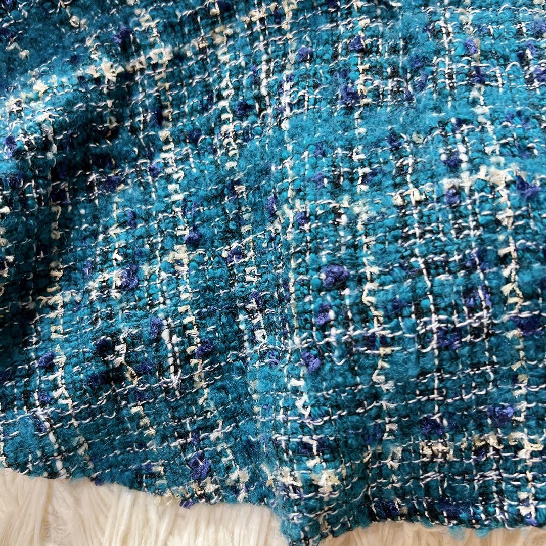 シェリエ sheller ターコイズ　ツイード　ペプラム