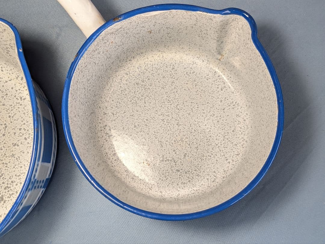 フランス アンティーク ホーロー 片手鍋 ミルクパン 3点セット