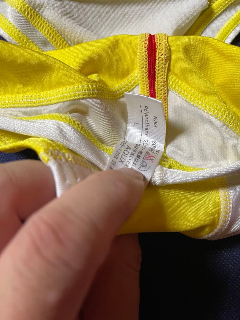 競パン AQUX イエロー Lifeguard 競泳水着 L