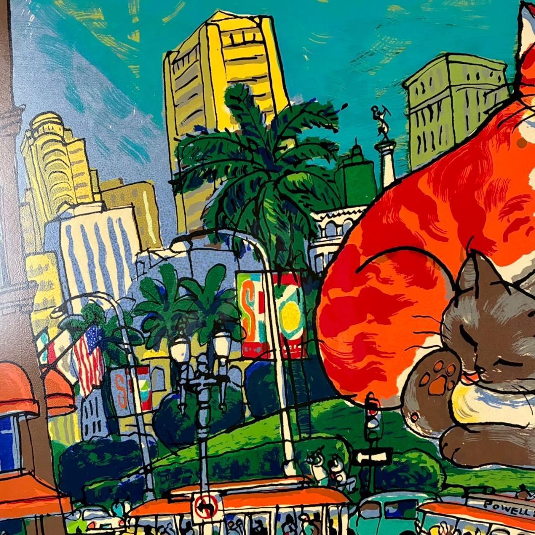 マイケル・ルー「ユニオンスクエア」シルクスクリーン 大作 直筆サイン入 猫 ネコ