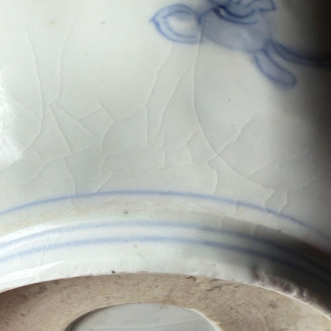 古伊万里　色絵輪花形なます皿　5客　珍しい絵付け　蛇目高台