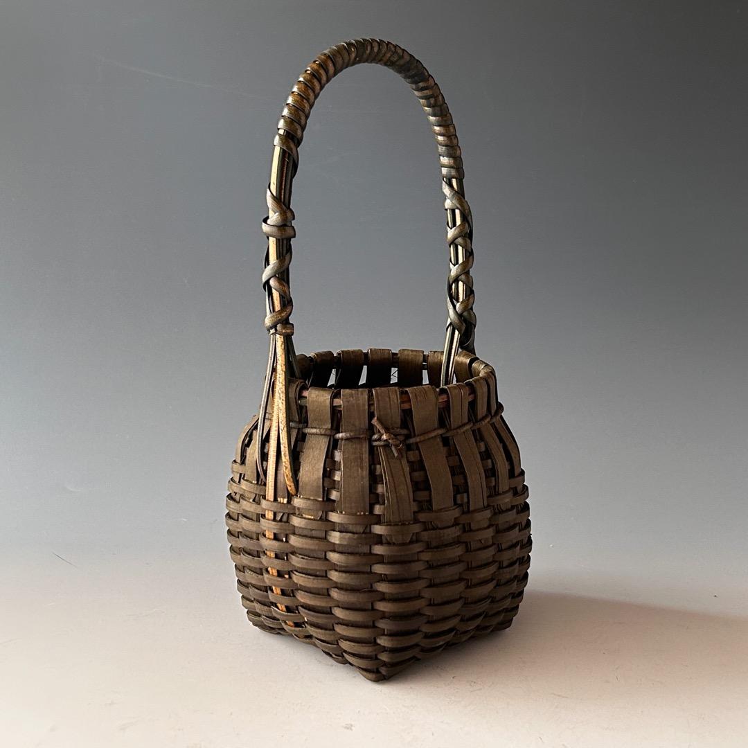 茶道具 即中斎好 南紀 檜 手付 掛籠 花入 熊玄斎 共箱 竹工芸