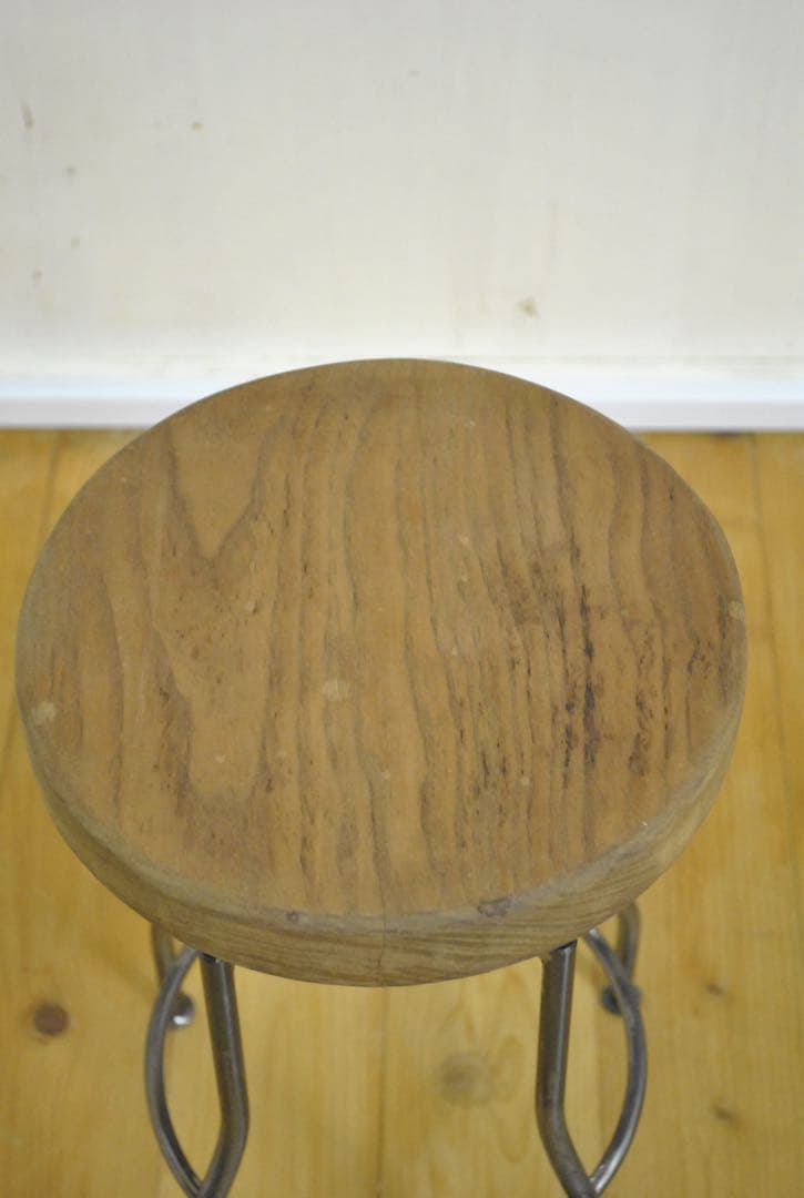 丸スツール　鉄フレームに銘木座面　typeG