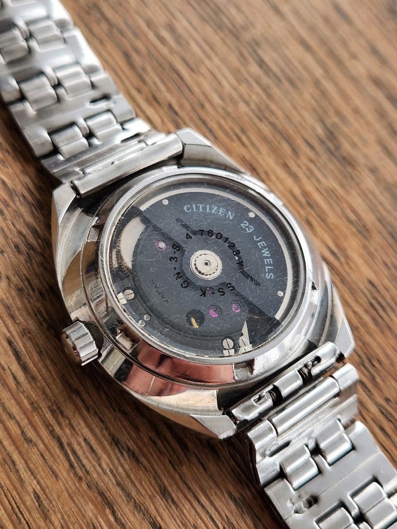 動作確認済　美品　シチズン　両面スケルトン　ノンデイト　ムーブブラック・ゴールド