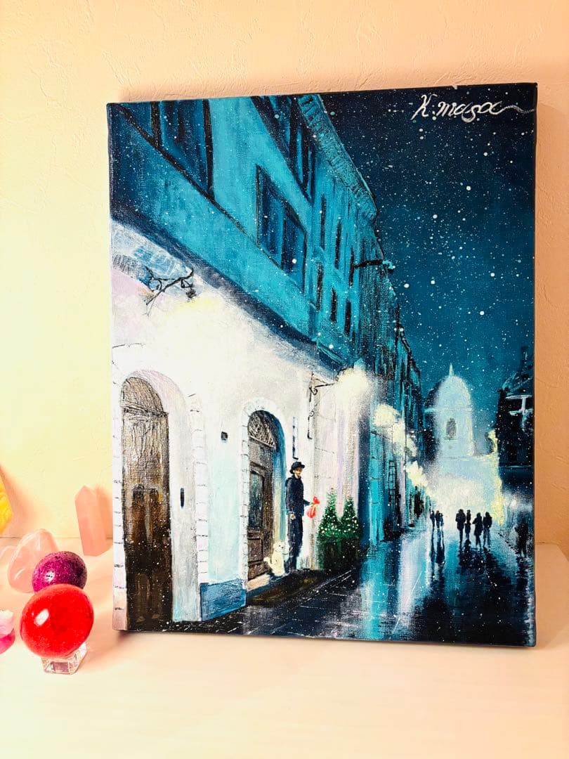 期間限定値下げ中 アクリル原画 F6サイズ 夜景アート モダンインテリア