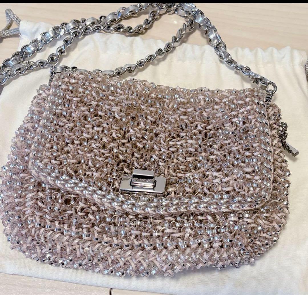 美品 アンテプリマ ルッケット ワイヤーバッグ　パウダリーピンクシルバー