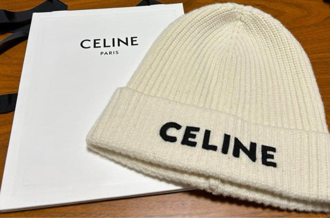 CELINE セリーヌ ホワイト ニット帽/ビーニー ✧特価☆ CELINE ニット