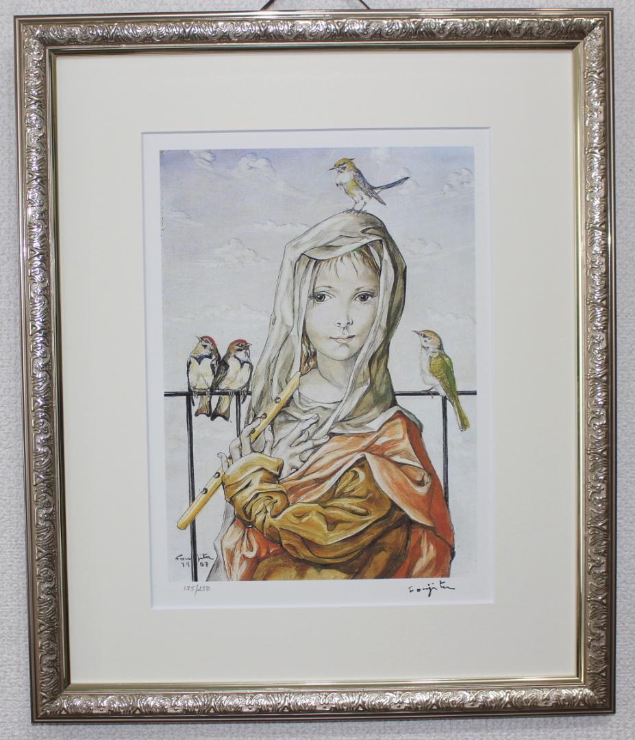 藤田嗣治 エスタンプリトグラフ「鳥と女性」 175/250 - メルカリ