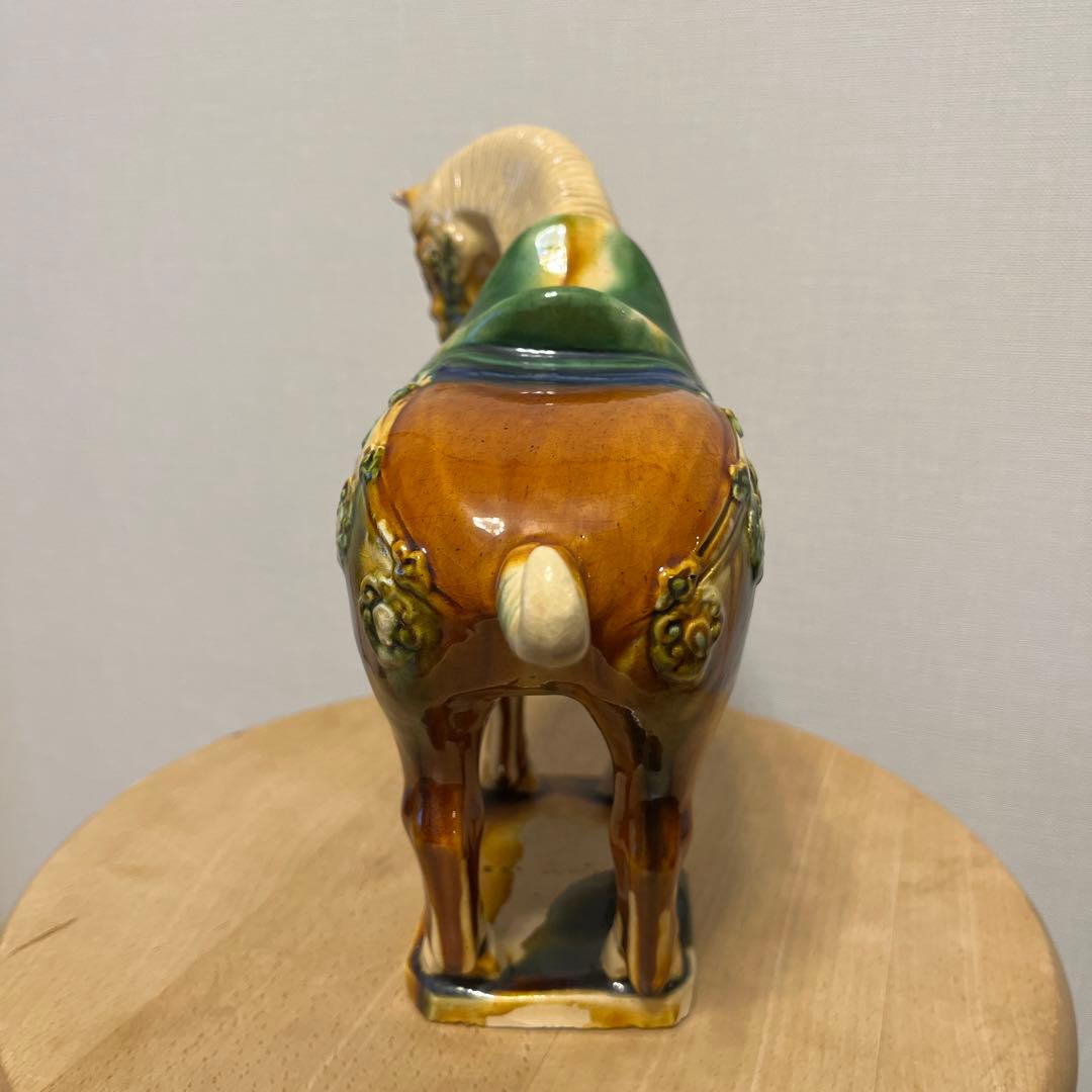 骨董品】☆中国美術 唐三彩 馬の置物 （唐物 古玩 陶磁器 陶器