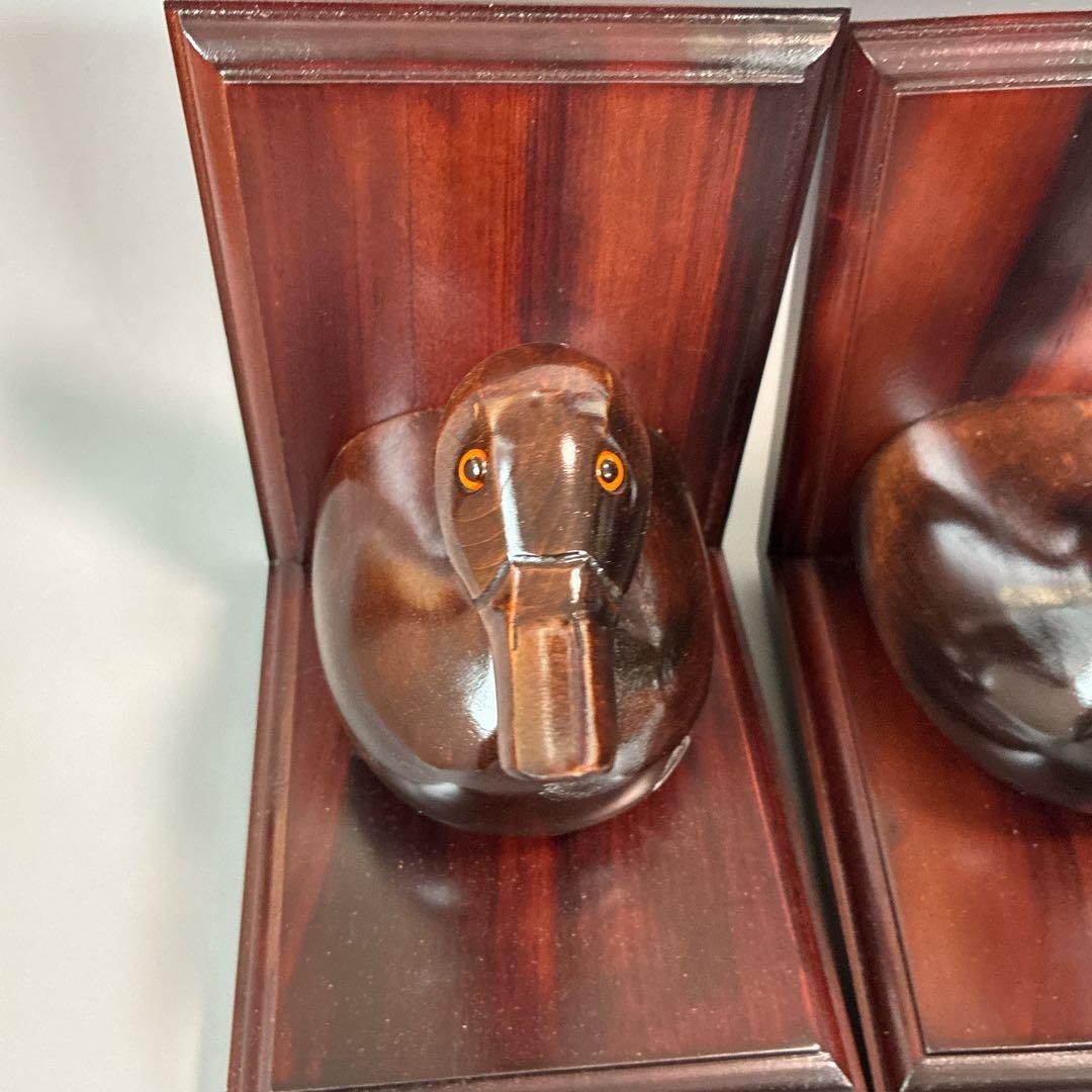 ヴィンテージTSUBOGEN木味ハンドメイド マガモ デコイ ブックエンド 鴨