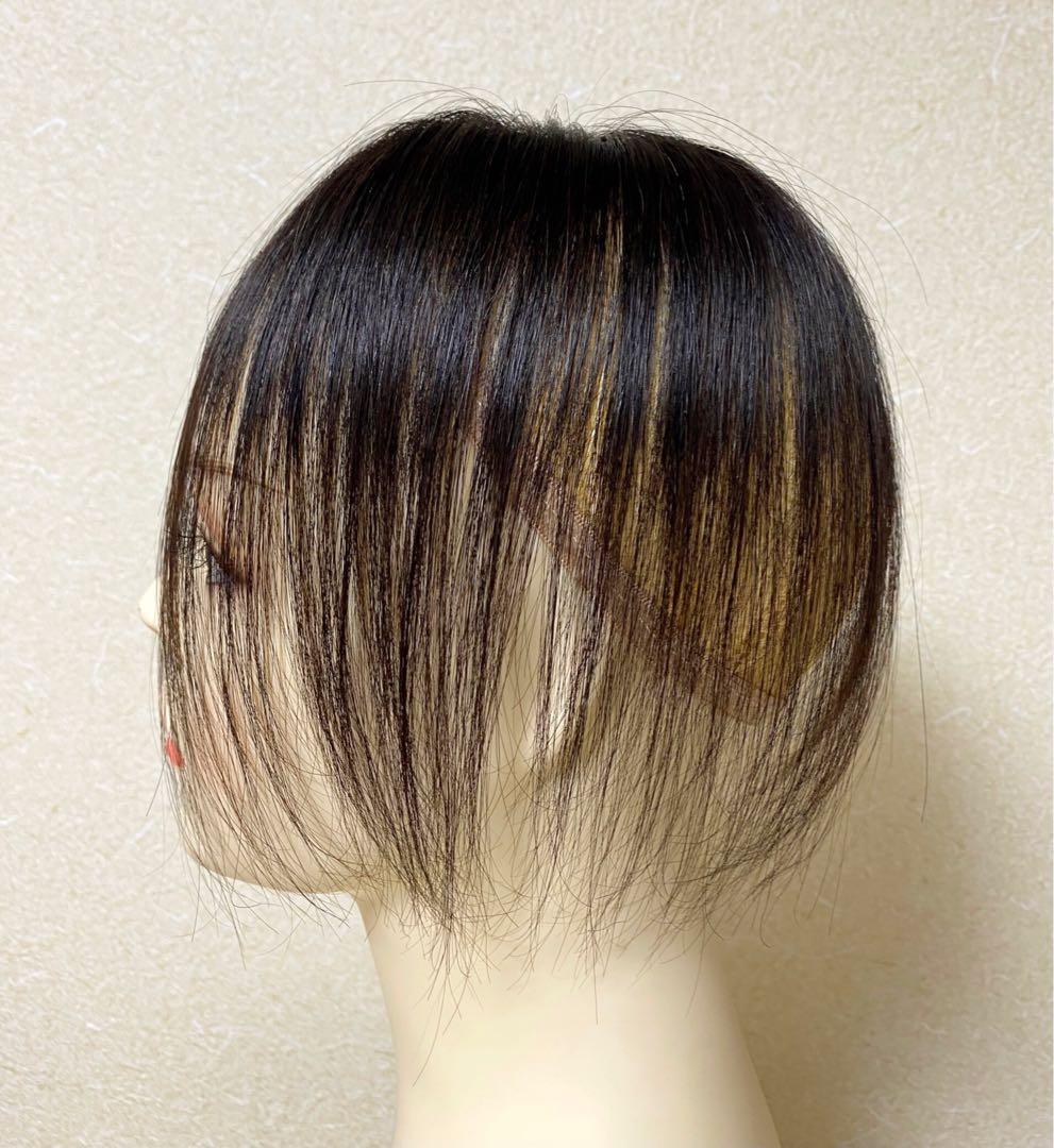 人毛100% ヘアピース【シルクスキン】つむじ用　自然な黒ポイントウィッグ