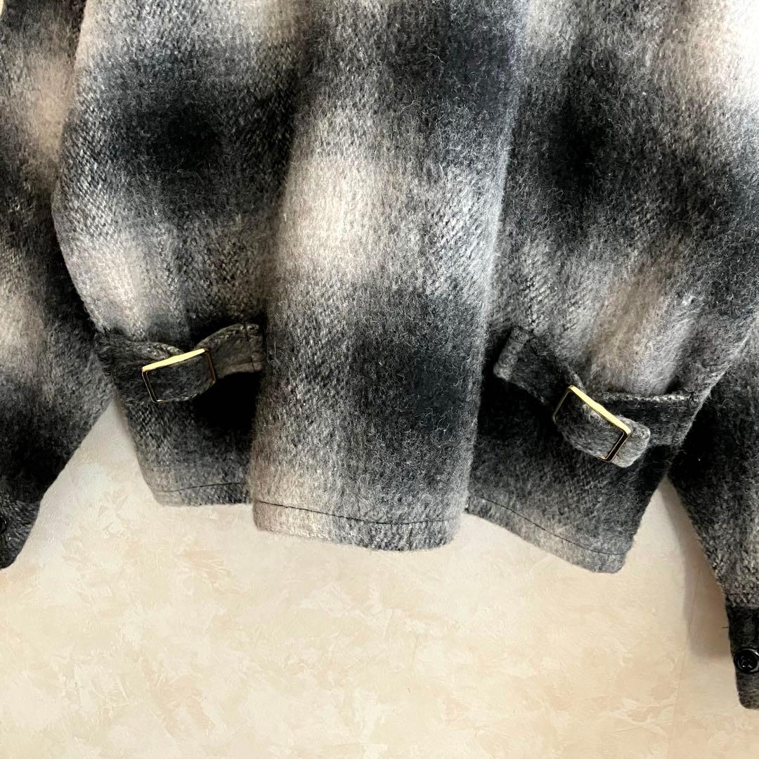 極美品 70's USA製 メルトン オンブレチェックJKT 黒 L