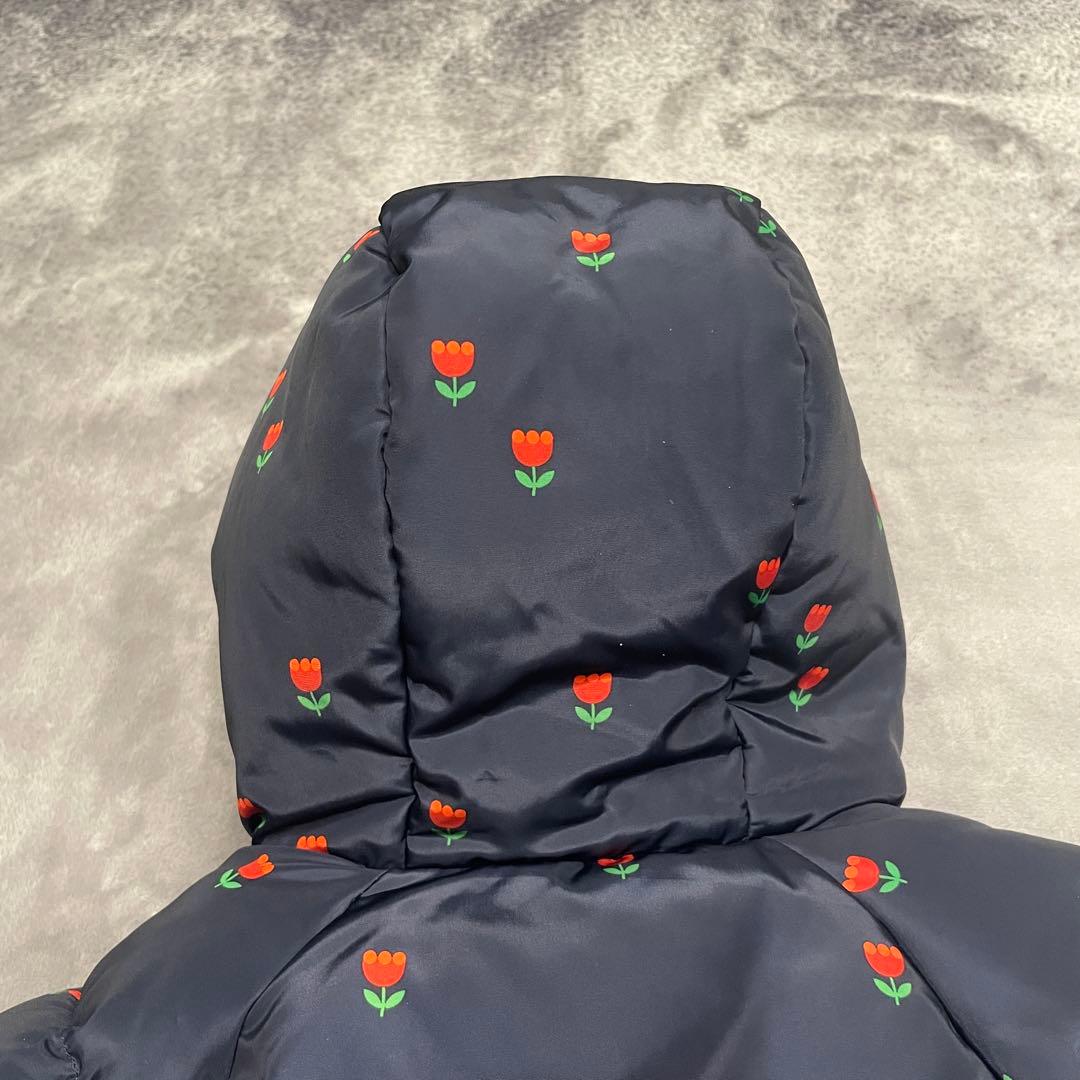 jacadi チューリップ柄　中綿入りジャケット　12m ネイビー　ファー　撥水