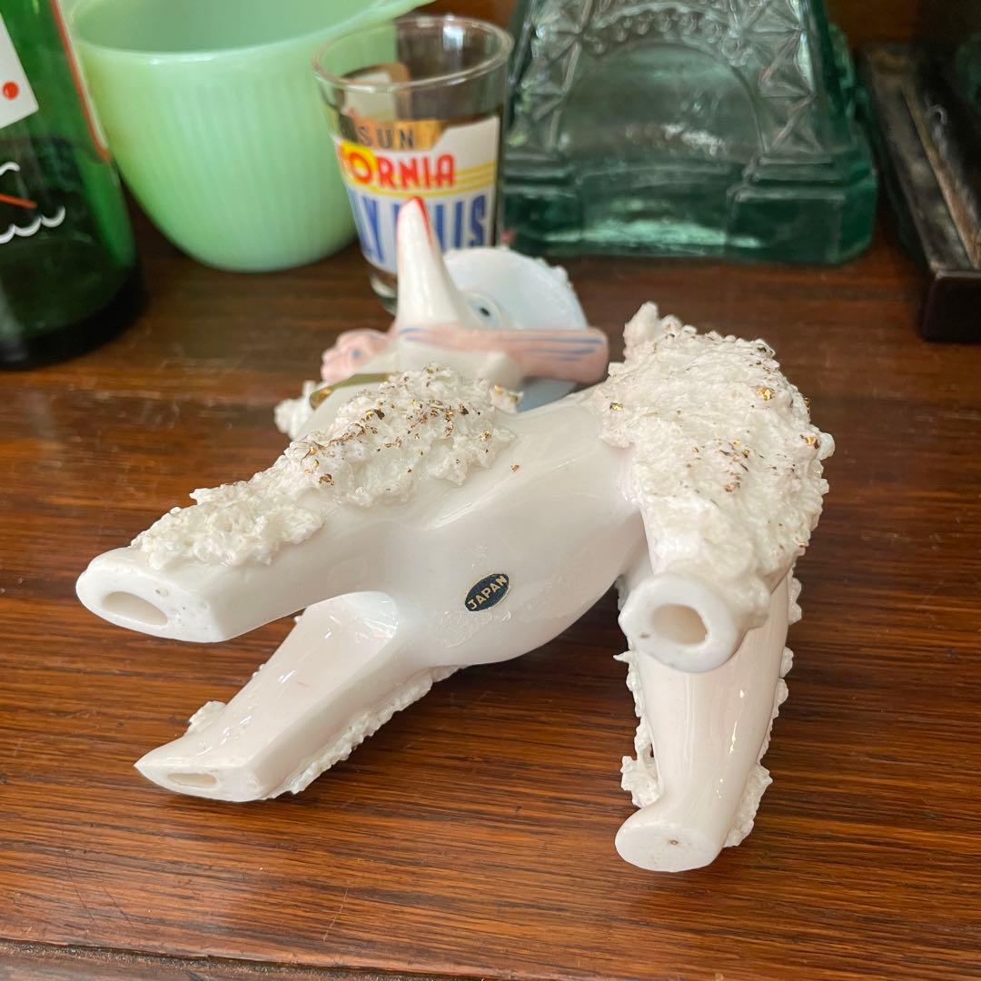 貴重品！50s〜アメリカアンティークdog プードル犬の陶器製置物 Japan