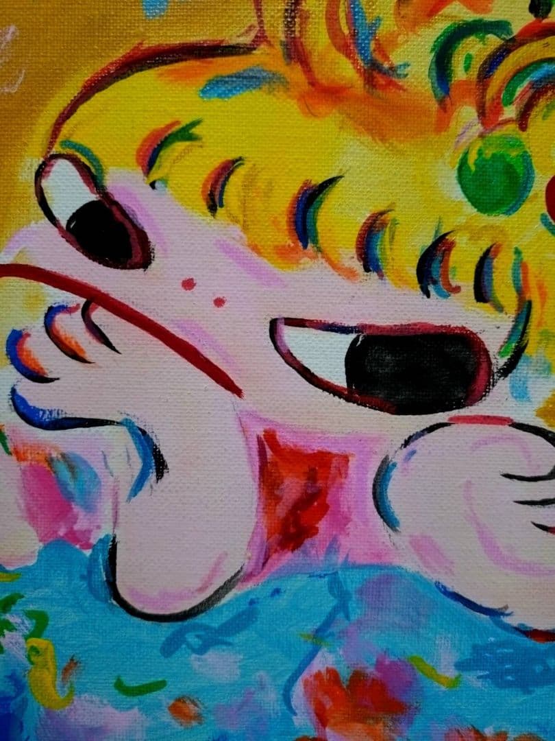 F6号】ロッカクアヤコ 手描き作品/表裏サイン・裏描き有/油彩/アクリル