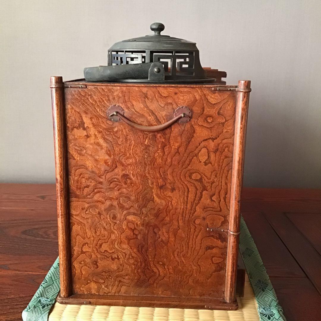 欅玉杢 煙草盆 硯 明治期