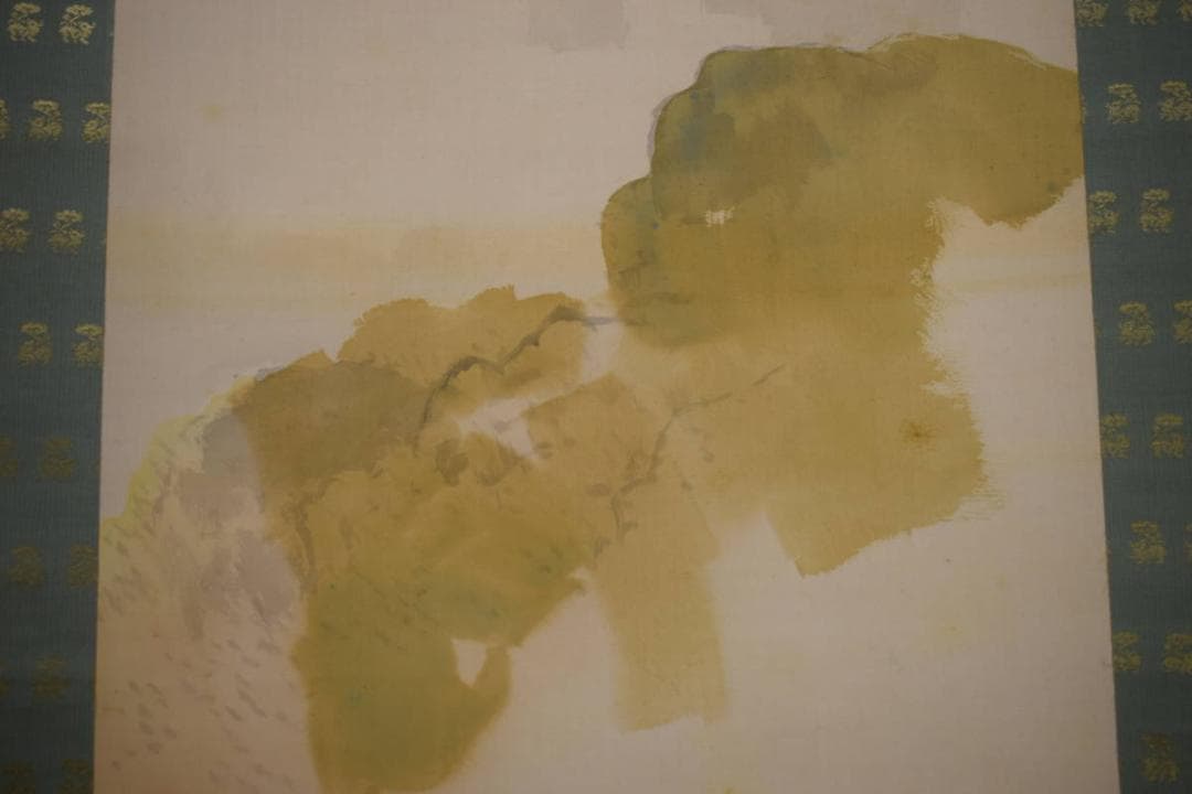 真作/井口華秋/山水帰樵人物図/山村乃秋/桐共箱付/布袋屋掛軸HJ-432