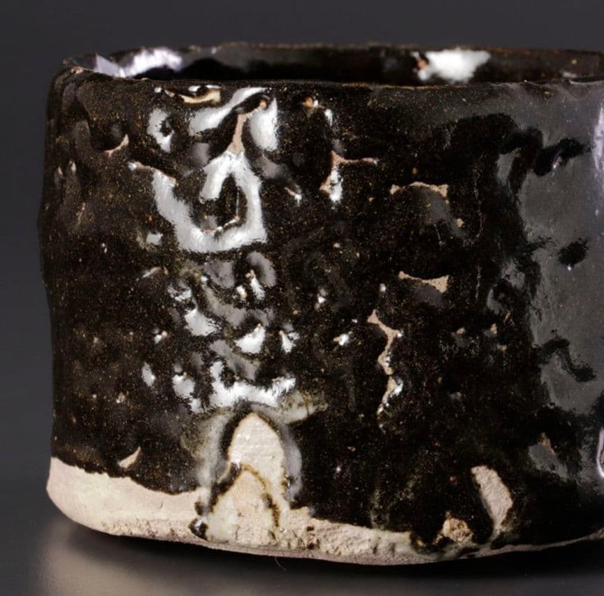 上作 真作品】志ら玉 笑庵窯 柴山利彌 瀬戸黒茶碗