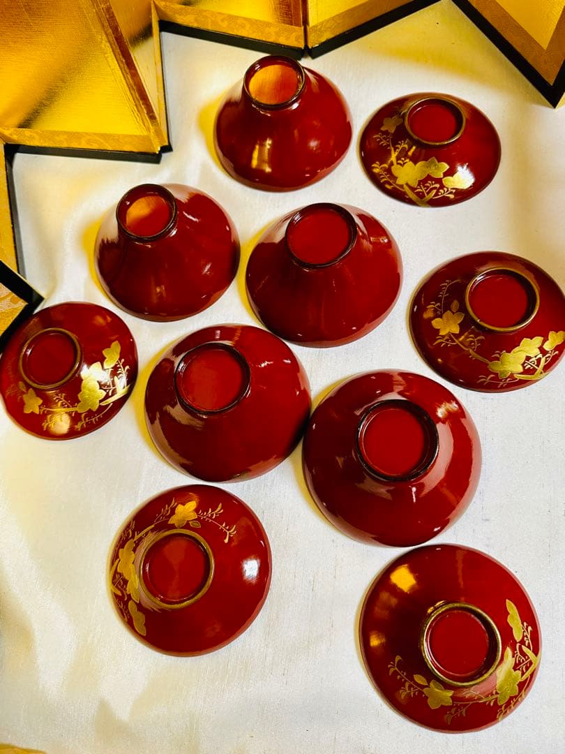 輪島塗木製　お椀　吸物椀　本金　骨董　時代蒔絵 ５脚G53