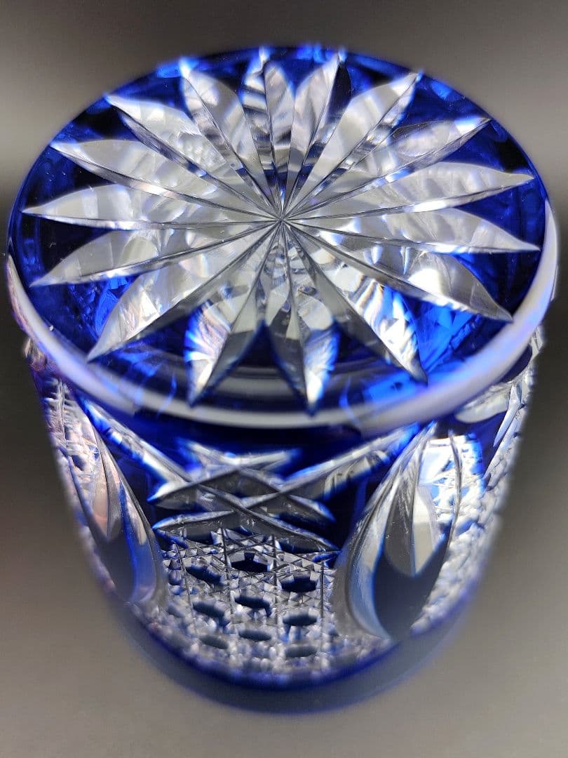 未使用美品☆江戸切子 木村秋男 ペアロックグラス（切子、江戸切子