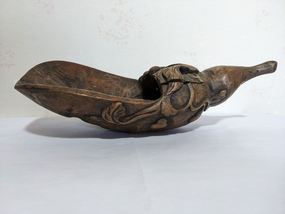 ♢中国古玩 花生 花器 竹根 竹製 清時代 茶葉用道具 古美術品 置物飾り