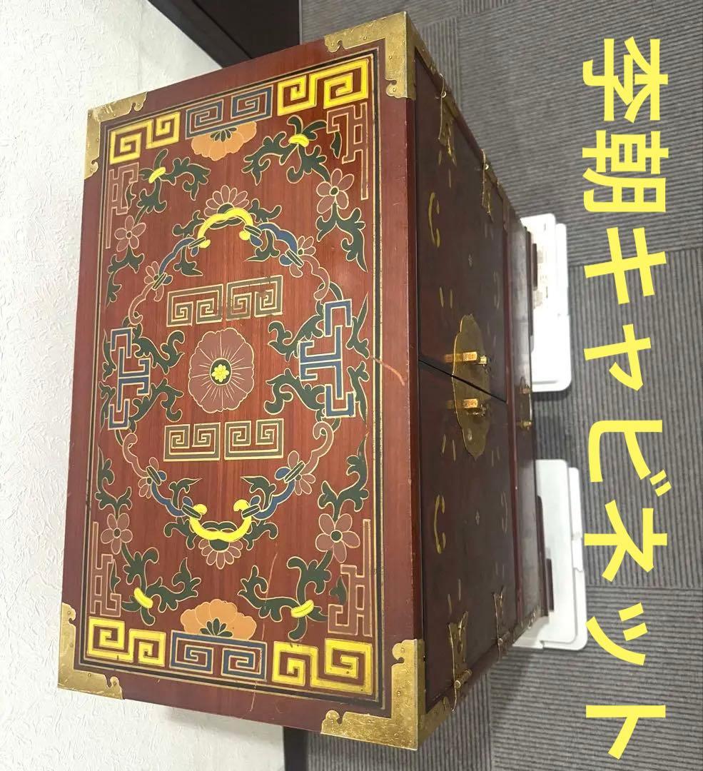 希少シノワズリ 緻密金彩美しいバンダジ 李朝箪笥アンティーク漆塗