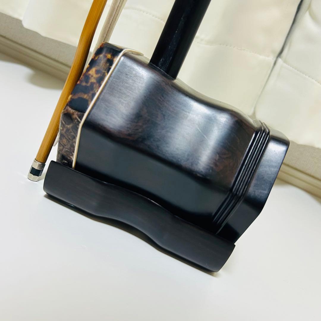 【高級品】古月琴坊 黒檀 二胡 本革 蛇革 中国 民族楽器