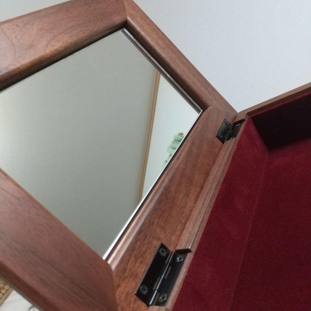 美品／高級木材ウォールナット ７寸ダイヤ型宝石箱 21.5cm