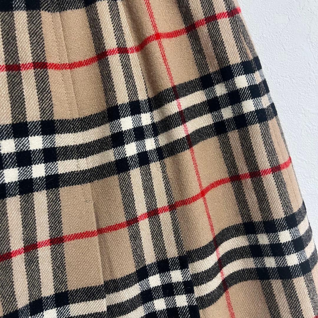 Burberry ノバチェック ウール プリーツ Aライン ミモレ スカート L