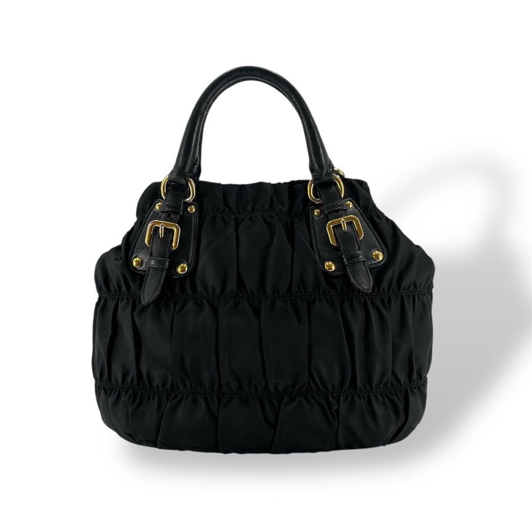 プラダ 2way ハンドバッグ　ショルダーバッグ　ギャザー　A4可　ナイロン