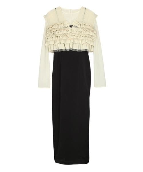 ANDRESD タフタチュール シアートップスワンピース