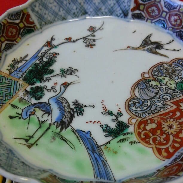 古九谷角福 鶴に松竹梅 図4客上手 完品